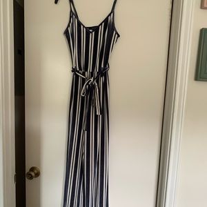 Navy and white jumpsuit